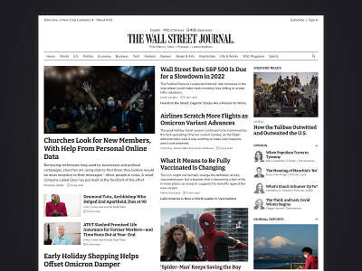 The Wall Street Journal Home Page Redesign Concept home page layout media minimal news newspaper typography ui user interface ux web design website website design