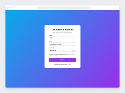 Sign Up Form - Create new account