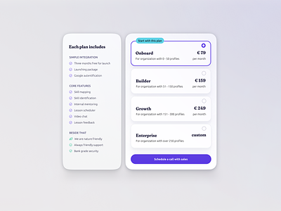 Pricing table - Mentedyhub billing business model design plans price pricing table subscription ui webdesign