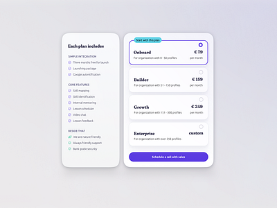 Pricing table - Mentedyhub