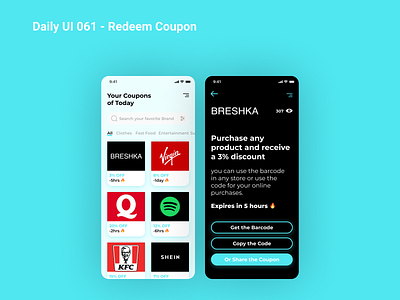 Daily UI 061 - Redeem Coupon 😎 app branding dailyui design illustration ui ux