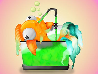 fish animation design flat icon illustration vector