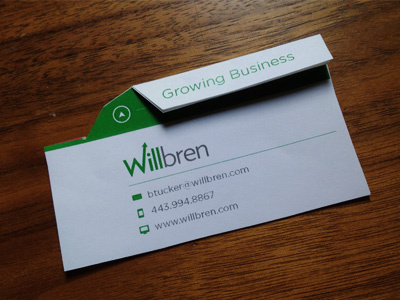 Willbren Comp Part 1 business card diecut finance folded business card gotham pantone 355 u willbren