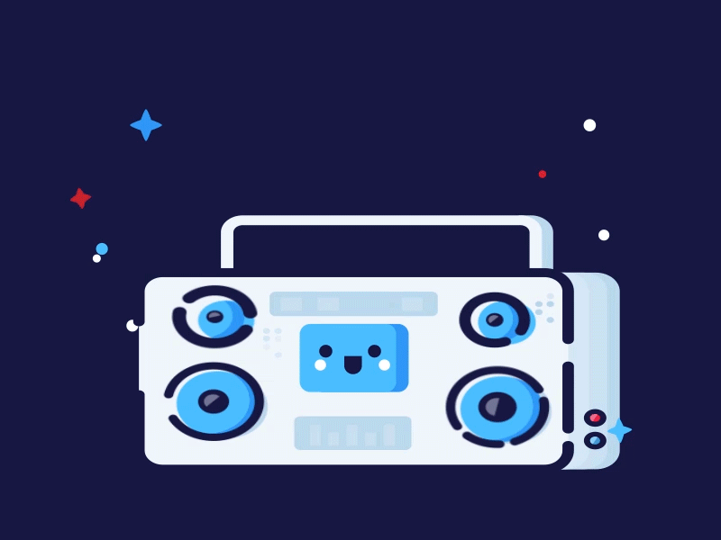 Ghetto Blaster Animation 2d after effects animation flat gif illustration loop
