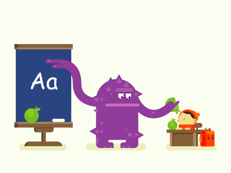 Monster Teacher Animation 2d after effects animation character flat gif illustration loop