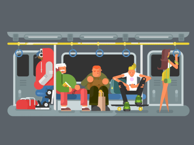 People in subway 2d abstract after effects animation gif loop