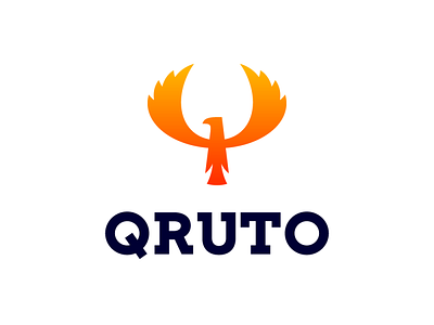 QRUTO bird branding character design emblem fire fly geometric graphic design identity illustration lettering logo logotype mark monogram phenix phoenix q letter symbol