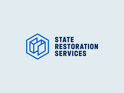 State Restoration Services branding construction corporate identity design emblem flat geometric graphic design honeycomb identity illustration logo logotype mark monogram repair s letter shape sign symbol