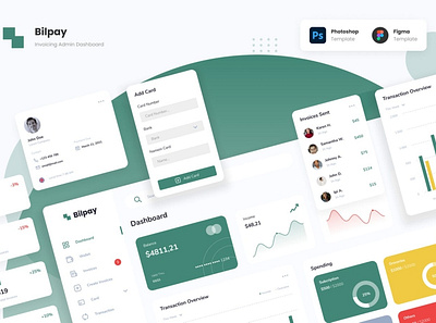 Bilpay - Invoicing Admin Dashboard Template 3d 3d illustration app bar bill blur card chart clean dashboard illustration invoice invoicing minimal mobile progress simple ui design ux ux design