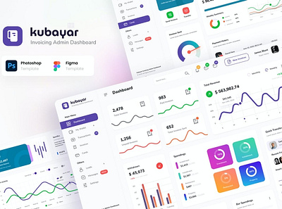 Kubayar - Invoicing Admin Dashboard UI Template 3d illustration admin admin dashboard admin dashboard design admin dashboard template adobe app dashboard design figma illustration user interface web design website