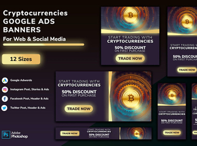 Bitcoin & Crypto Google Ads, Web Banner & Posts ads advertising banner banner ad banner ads banner design banners bitcoin crypto crypto currency crypto wallet cryptocurrency google adsense promo ui ux web banner web banner ad web banner design web banners