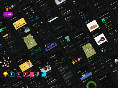 Soccer mobile app – Dark UI 3d app blur card clean design game game design game designer game ui gradient minimal soccer soccer app social social media timeline ui kit web web app