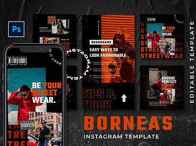 Bonreas Instagram Stories and Post branding business colorful design instagram instagram posts instagram stories instagram template minimal photography pitch deck portfolio presentation presentation template report social media social media template studio template ui