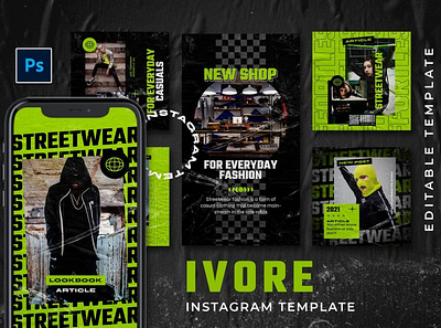 Ivore Instagram Stories and Post branding clean colorful company corporate design instagram instagram posts instagram stories instagram template modern photography pitch deck portfolio social media social media template studio template unique website