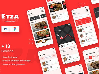 Pizza Order iOS App Design Template Figma & PSD