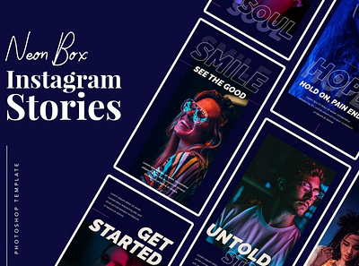 Neon Box Instagram Stories Template blog blogger branading design instagram instagram banner instagram post instagram posts instagram stories instagram story template instagram template modern post posts social media social media pack social media template stories story template