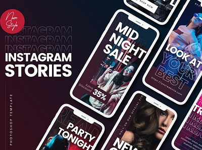 Neon Instagram Stories blog blogger branading design instagram instagram banner instagram post instagram posts instagram stories instagram story template instagram template modern post posts social media social media pack social media template stories story template