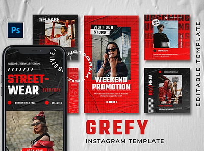 Grefy Instagram Posts & Stories advertising branding carousel color design instagram instagram banner instagram post instagram post template instagram posts instagram stories instagram story template instagram template instagram templates social media social media template stories story template templates