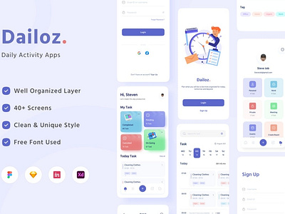 Dailoz - Daily Activity Mobile Apps UI Kit