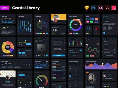 Dark cards – User Interface kit