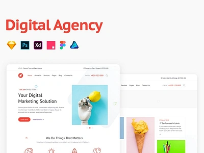 Digital Agency Portfolio Template 3d 3d illustration agency agency branding agency landing page agency logo agency website app bar blur card chart clean dashboard digital illustration minimal mobil progress simple