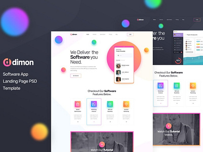 Dimon - Software App Landing Page PSD Template