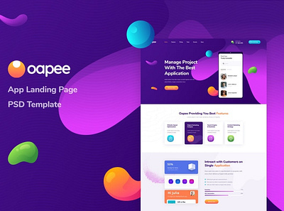 Oapee - SEO App Landing Page PSD Template 3d 3d illustration app blur card clean dashboard design gradient illustration isometric minimal timeline ui ui design ui kit ux ux design web web app