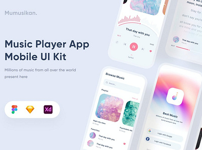 Music Mobile App - Uixasset 3d 3d illustration app bar blur blur gradient card chart clean dashboard gradient illustration minimal mobil progress simple ui ui design ux ux design