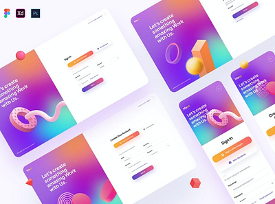 Maxo – Creative Sign in & Sign Up template 3d 3d illustration aesthetic app bar blur card chart clean dashboard gradient gradients illustration minimal mobil progress simple ui design ux ux design