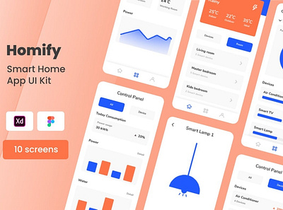 Homify - Smart Home Mobile App 3d 3d illustration app blur card clean dashboard design gradient illustration isometric minimal timeline ui ui design ui kit ux ux design web web app