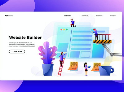 Building Website - Banner & Landing Page app banner banners business concept development icon illustration isometric isometric design landing landing page page process strategy technology web app web banner website website banner