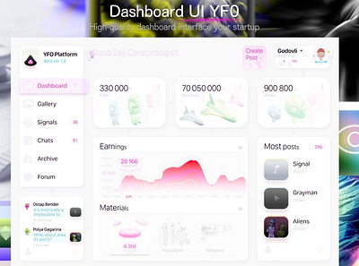 Dashboard UI YFO Platform 3d 3d illustration app bar blur blur gradient card chart clean dashboard gradient illustration minimal mobil progress simple ui ui design ux ux design