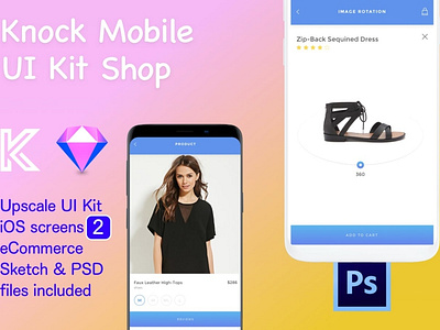 Knock Mobile UI Kit eCommerce - 2 Screens