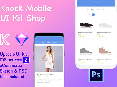 Knock Mobile UI Kit eCommerce - 2 Screens