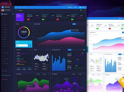 Admindash Admin Panel UI Kit Black 3d 3d illustration app bar black blur card chart clean dashboard illustration minimal mobil panel progress simple ui design ui kit ux ux design