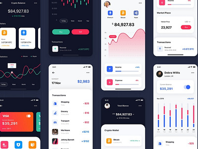 Financial UI Kit_ADOBE XD 3d animation app branding concept design development graphic design illustration ios logo motion graphics ui ui design user interface ux ux design vector web design web development