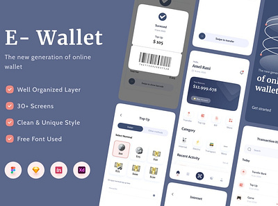 E-wallet Apps UI Kit 3d animation app branding concept design development graphic design illustration logo motion graphics ui ui design user interface ux ux design vector web design web development website