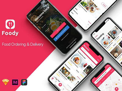 Food Ordering & Delivery UI Kit 3d animation app apps branding design food food ordering graphic design illustration logo motion graphics ui ui design user interface ux ux design vector web design website