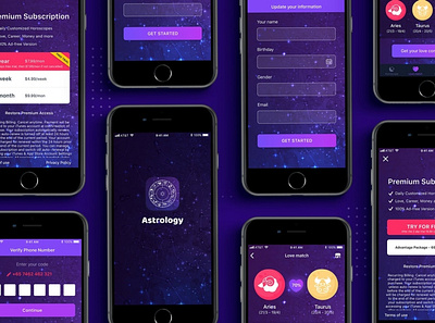 Zodiac Astrology App Template 3d animation app astrology branding design graphic design illustration logo motion graphics template ui ui design ux ux design vector zodiac zodiac astrology zodiac template