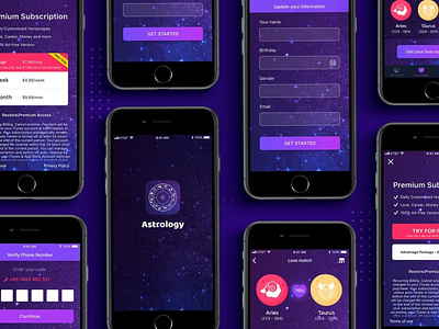 Zodiac Astrology App Template 3d animation app astrology branding design graphic design illustration logo motion graphics template ui ui design ux ux design vector zodiac zodiac astrology zodiac template