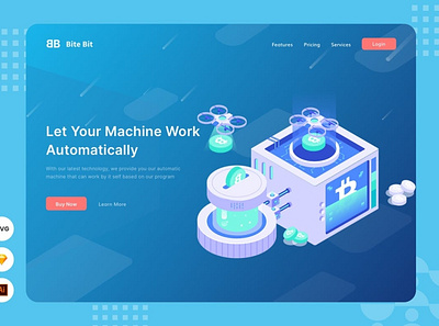 Auto Pilot Machine - Website Header - Illustration 3d animation app banner banners branding design graphic design illustration illustrations landing landing page logo page pages ui ui design ux ux design vector