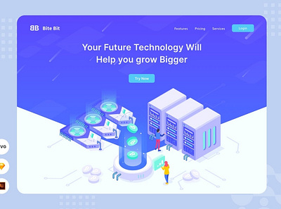 Future Technology - Website Header - Illustration 3d animation app branding concept conceptual design graphic design illustration logo motion graphics ui ui design user interface ux ux design vector web design web development website