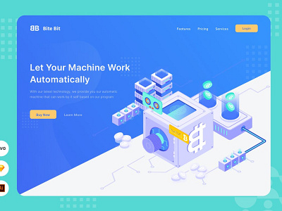 Automatic Machine - Website Header - Illustration 3d animation app banner banners branding concept design graphic design header illustration logo motion graphics ui ui design ux ux design vector website website header