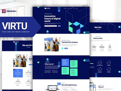 Virtu - Tech & Software Company Elementor Template kit advertising app application design development digital art marketing software startup tech technology ui ui design ux ux design web design web development website wordpress wordpress theme