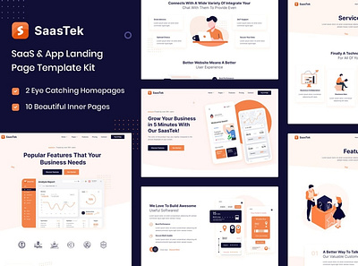 SaasTek - SaaS & Technology Elementor Template Kit agency app developer elementor internet landing mobile saas serivce software landing sowftware startup technology wordpress
