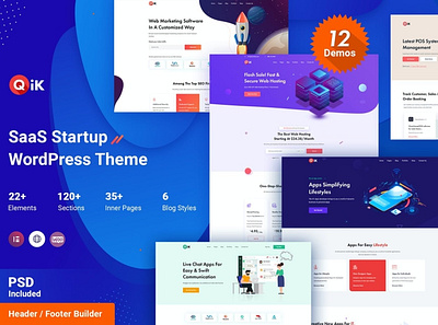 QIK - SaaS Startup WordPress Theme agency app business digital knowledgebase marketing page product saas seo showcase software startup ui ux ux design