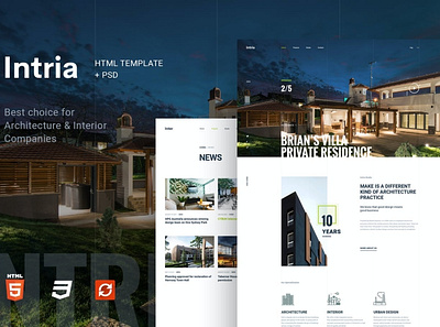 Intria - Architecture and Interior HTML Template app architect architecture building construction creative decor development estate furniture industry interior multipurpose portfolio room ui ux design web design web development website