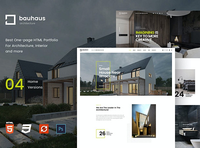 Bauhaus - Landing Page | Architecture & Interior app architect architecture building business company construction corporate creative house interior onepage personal portfolio room studio ui ui design ux ux design