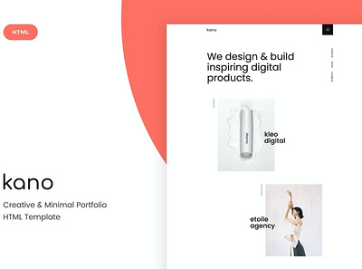 Kano - Creative & Minimal Portfolio HTML Template agency app creative design designer elegant freelancer illustrator minimal photographer portfolio studio typography ui ui design ux ux design