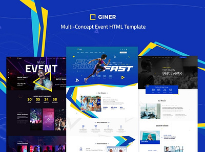 Giner | Multi-Concept Event HTML Template app band business ceremony conference design dj event festival marathon meetup music race seminar ui ui design ux ux design webinar workshop